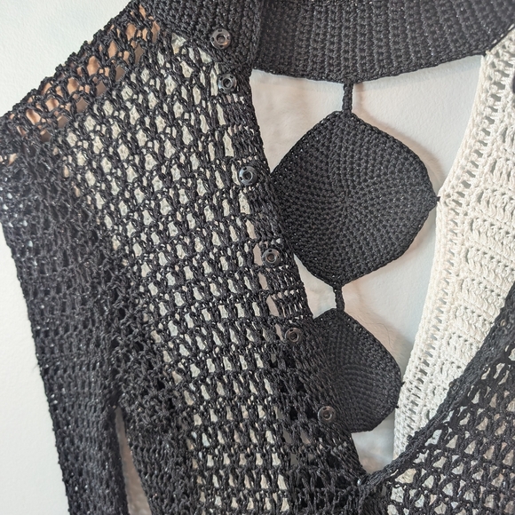 Andrea Almeida Black And White Crochet Greta Mini Dress Xs - Picture 8 of 16